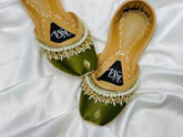 Green white pearl Fancy Khussa by Khussa Master - Khussa Master